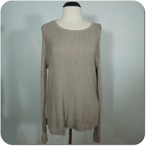 LUCKY BRAND Knit Top XL Womens Shimmer Mauve Gold Thread Lined